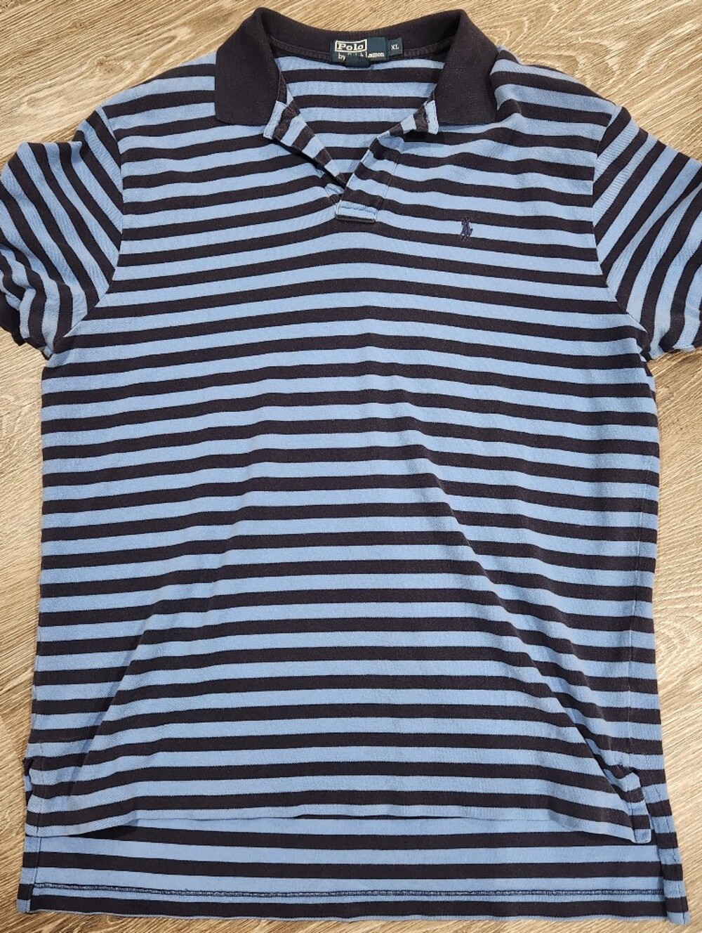 Ralph Lauren XL Striped Short-Sleeve Polo in Light Blue and Dark blue